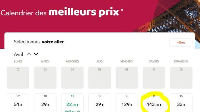 Un billet de train à 500€ pour un...Calais-Paris